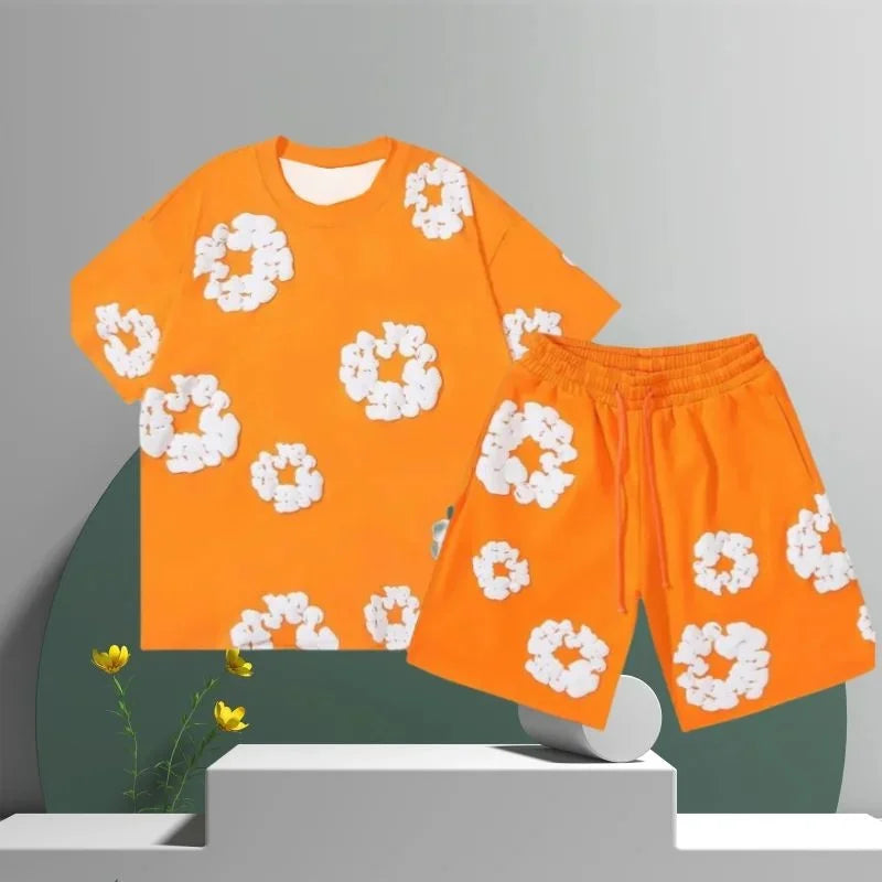 Demin tears T-shirt/shorts combos