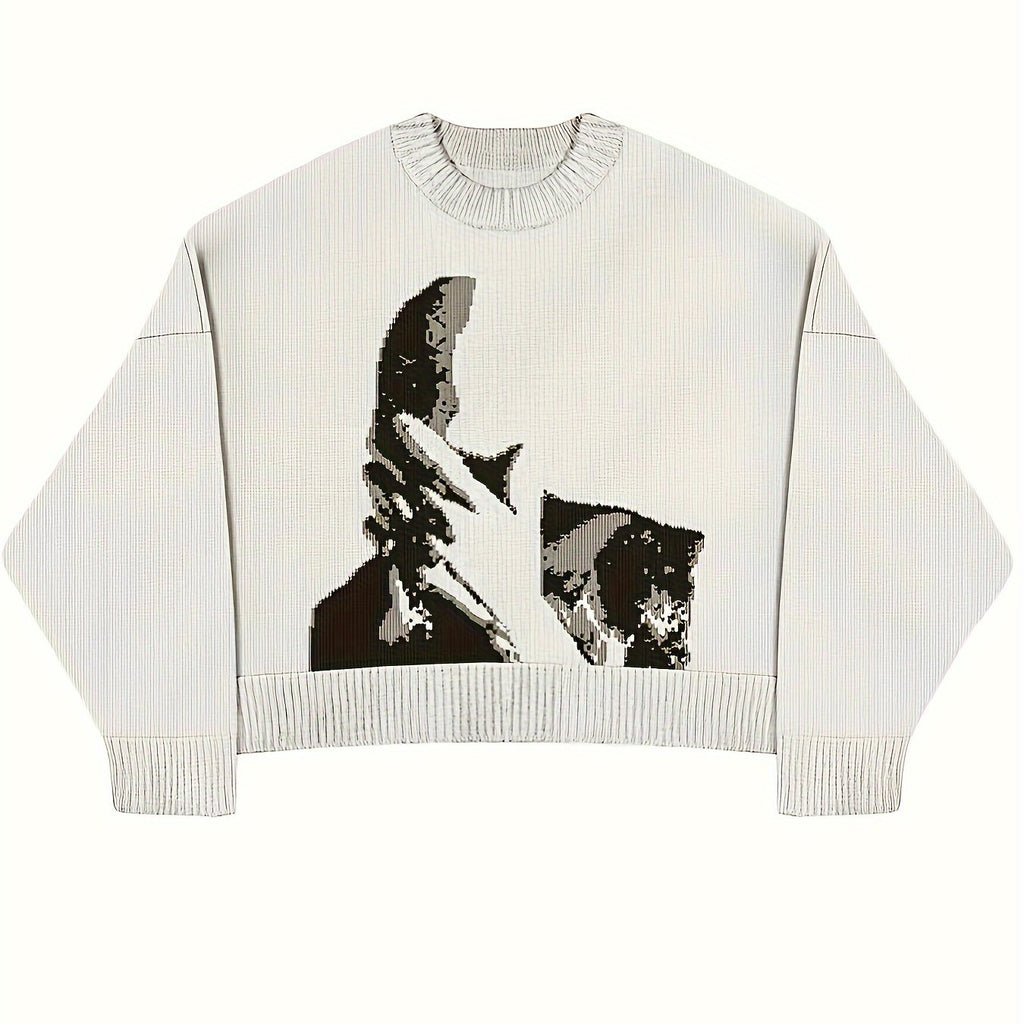 Masked knitted sweater.