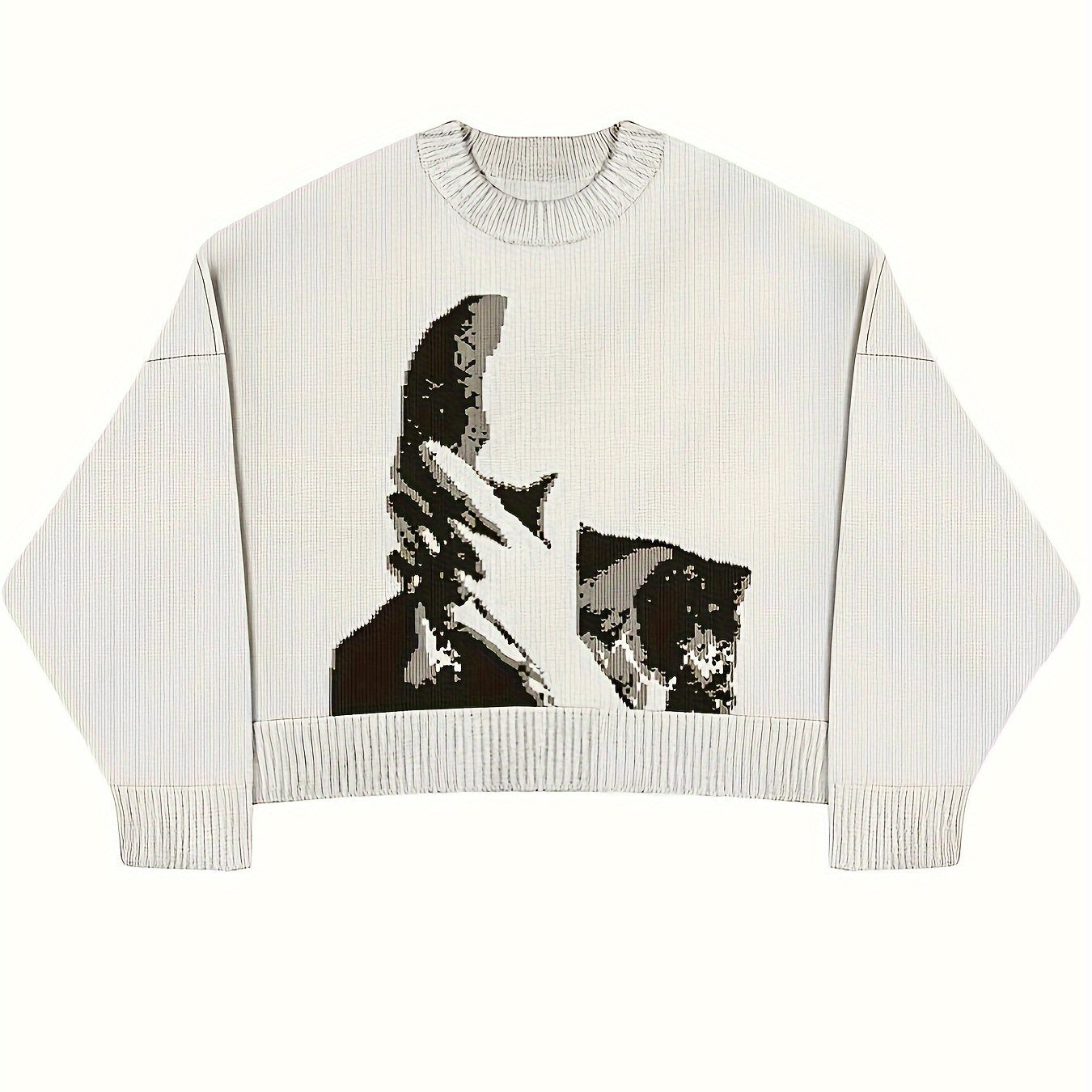 Masked knitted sweater.