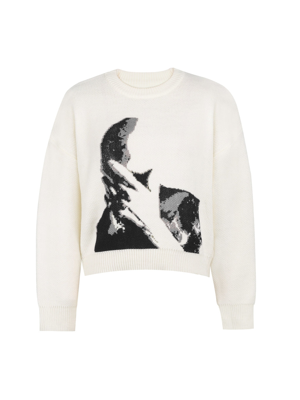 Masked knitted sweater.